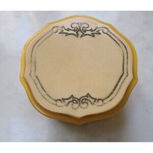 Vintage Celluloid Ladies Powder Trinket Dresser Box w/ original glass insert